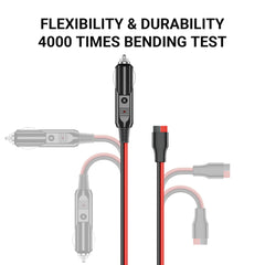 Anderson connector car cigarette lighter plug charging cable is flexible and durable - over 4000 times bending test.