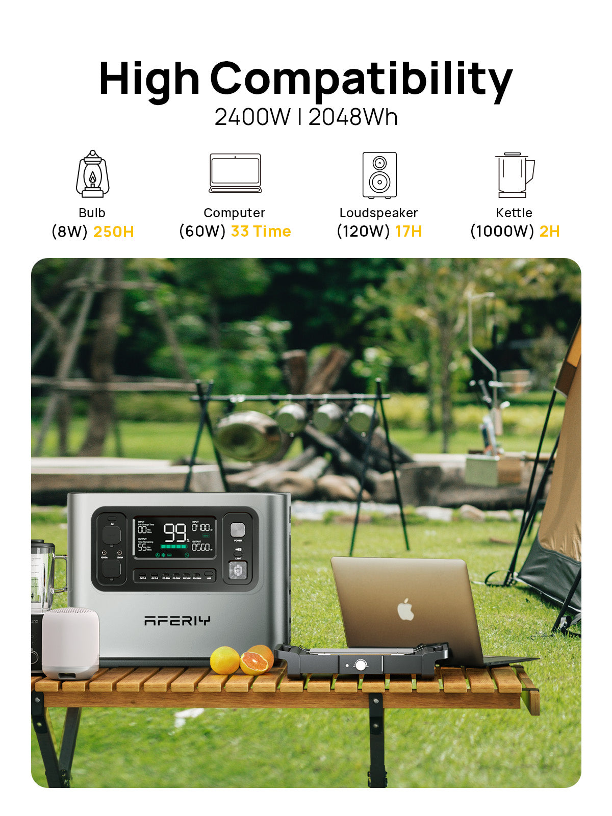 AFERIY P210 2400W 2048Wh Silver Portable Power Station