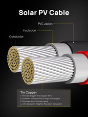 Solar Panel Extension Cable Is Made Of Irradiated Polyolefin Plastic Sheath + Tinned Copper Conductor Safety Material