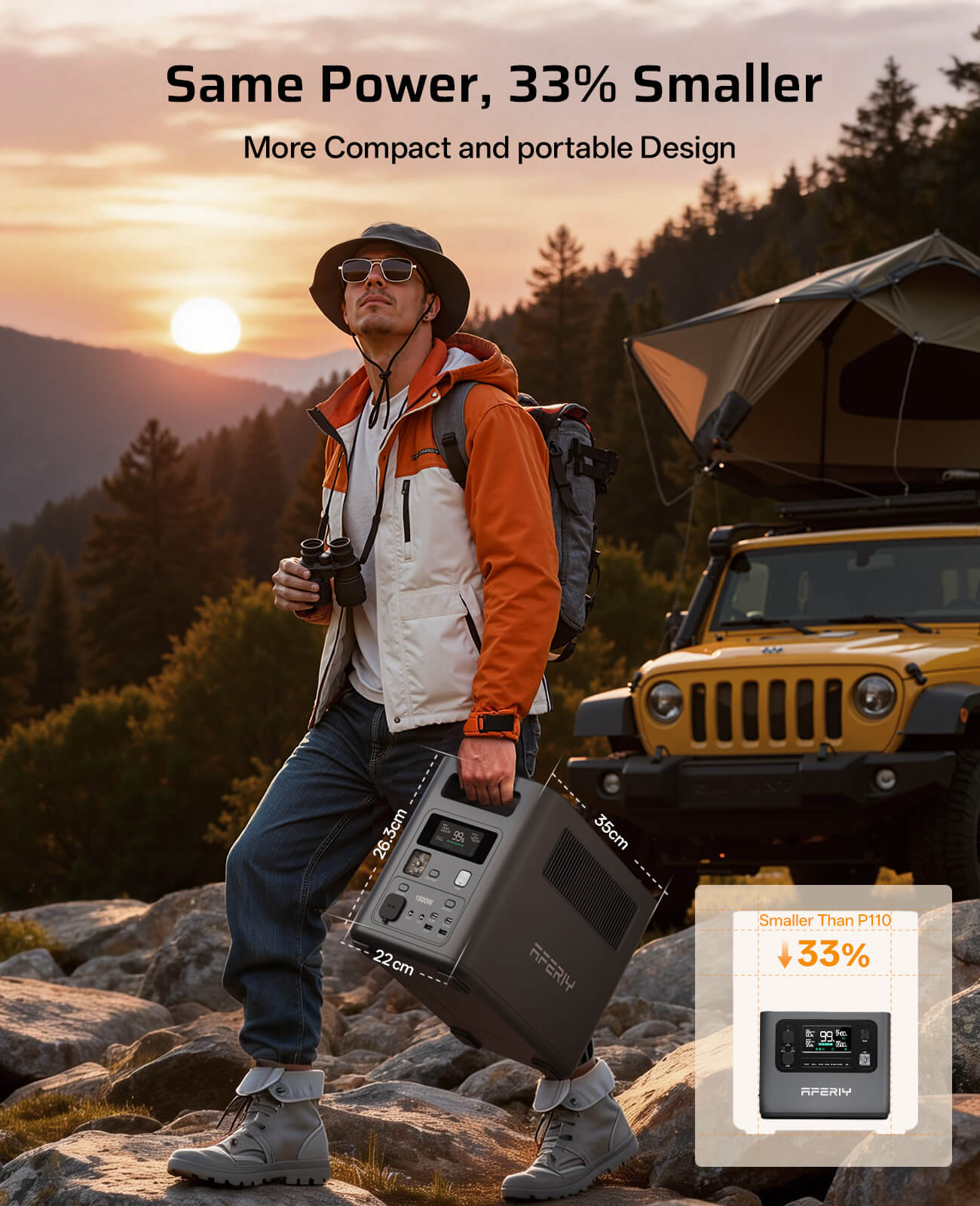 AFERIY P180 1024Wh portable power station with a 33% smaller body than P110, ideal for outdoor camping and hiking
