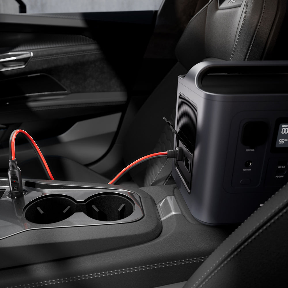 Plug This XT60 connector car cigarette lighter plug charging cable into the car cigarette lighter plug to recharge your power station