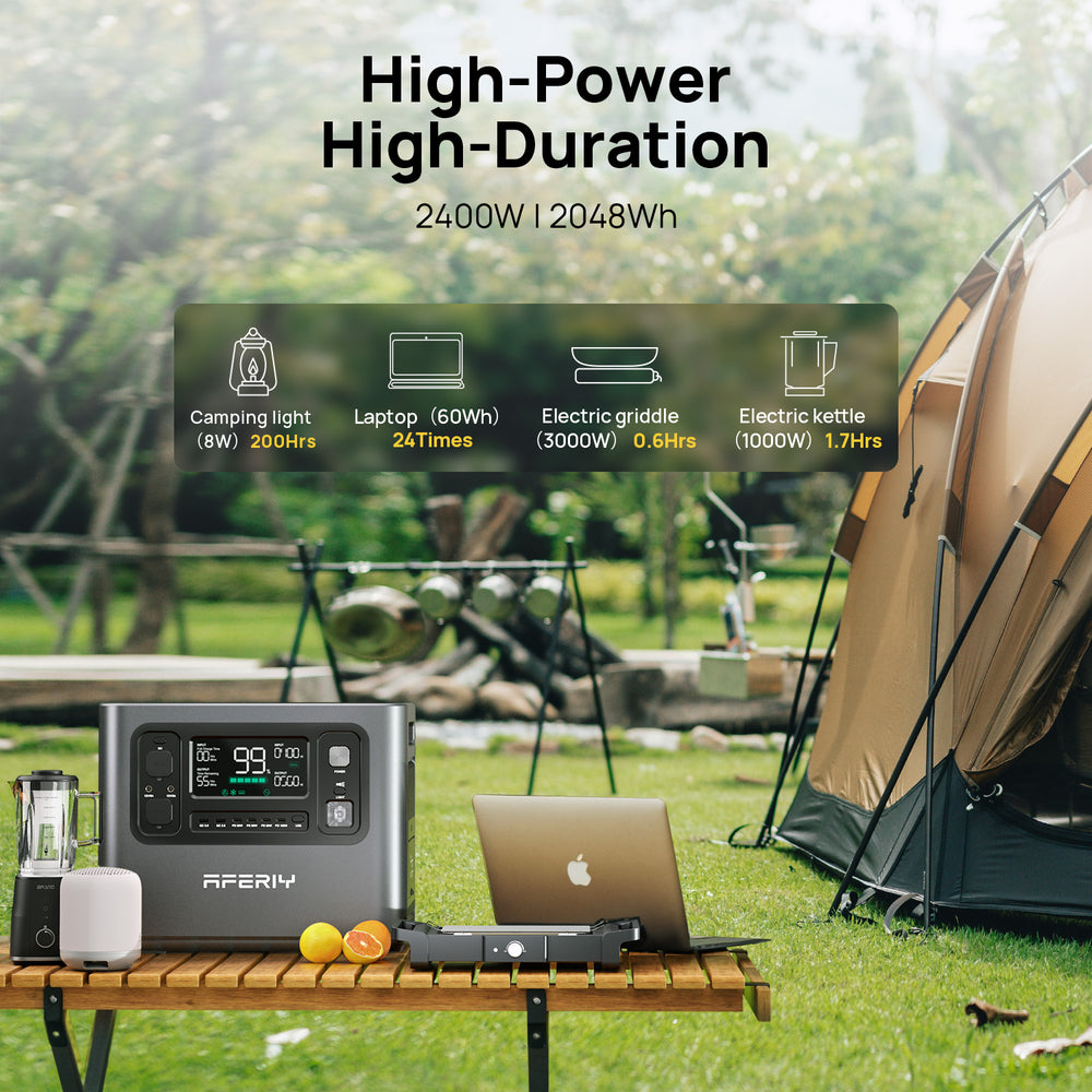 AFERIY P210 Portable Power Station with high output power and large battery capacity, capable of supporting multiple high-power devices for extended operation
