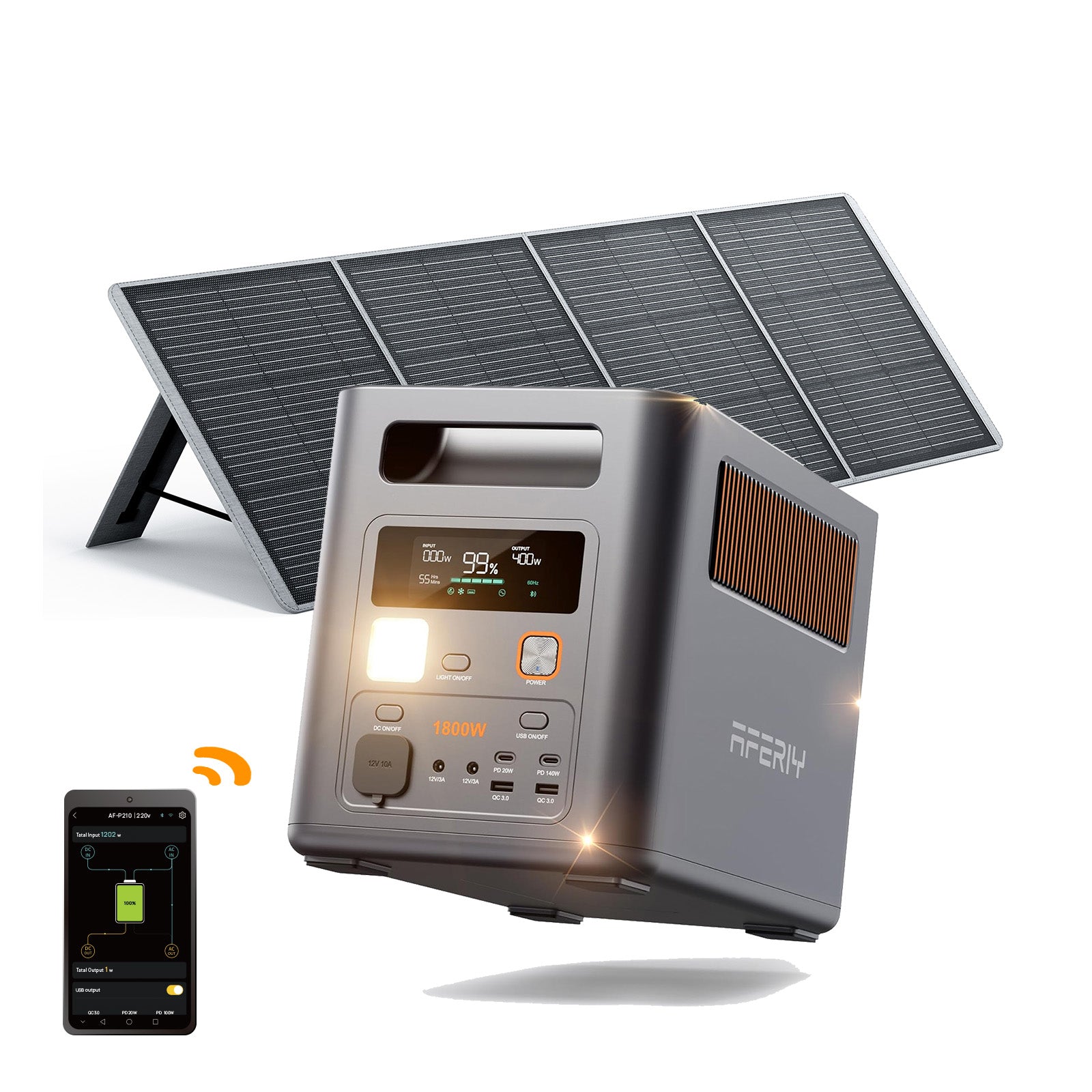 AFERIY P180 Pro Portable Power Station 1800W 1024Wh with Solar Panel