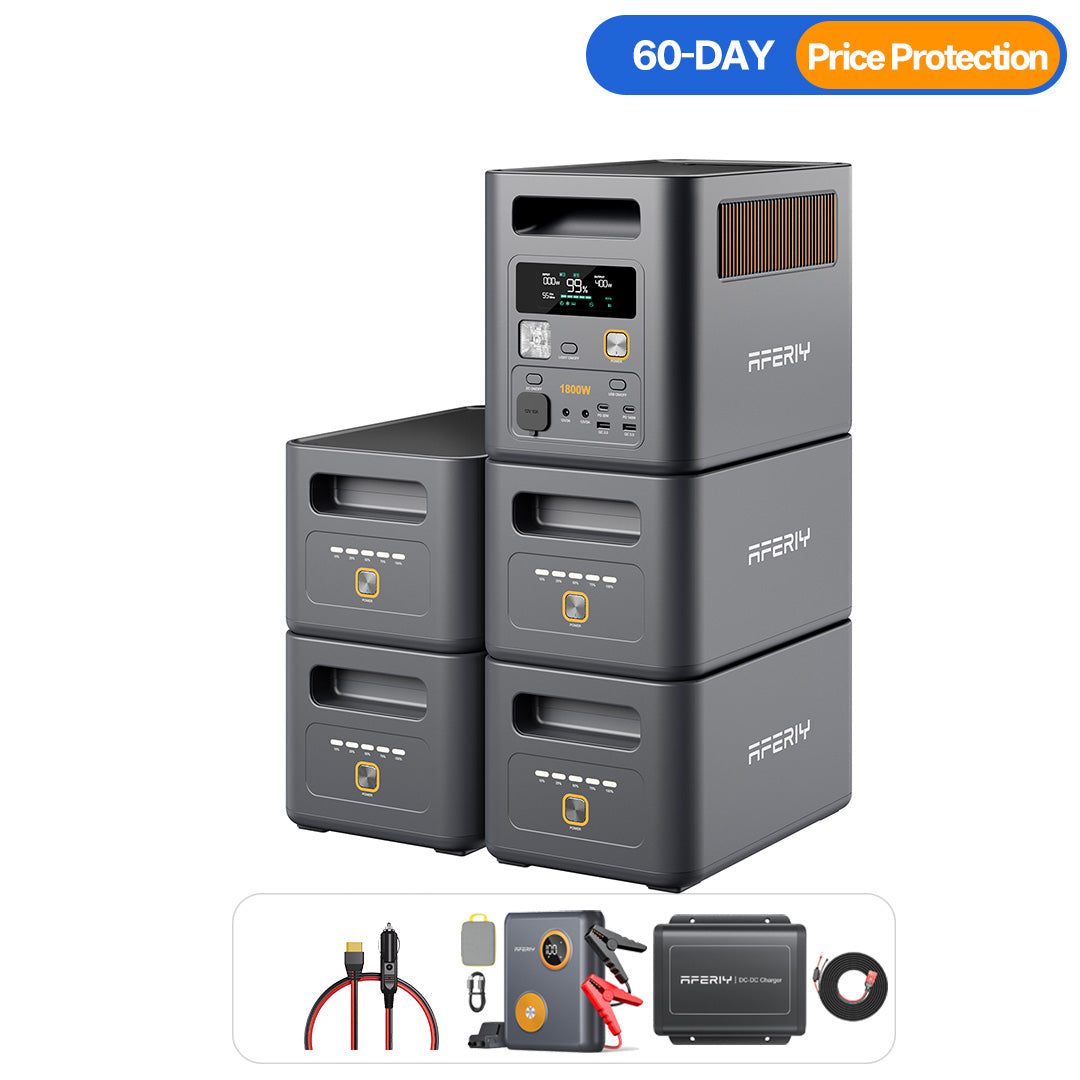 AFERIY 1800W Power Station 5120Wh Bundle with DC060 DC-DC Charger, GK03 & XT60 Cable