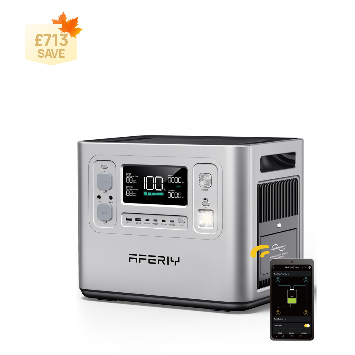 AFERIY P210 2400W 2048Wh Silver Portable Power Station