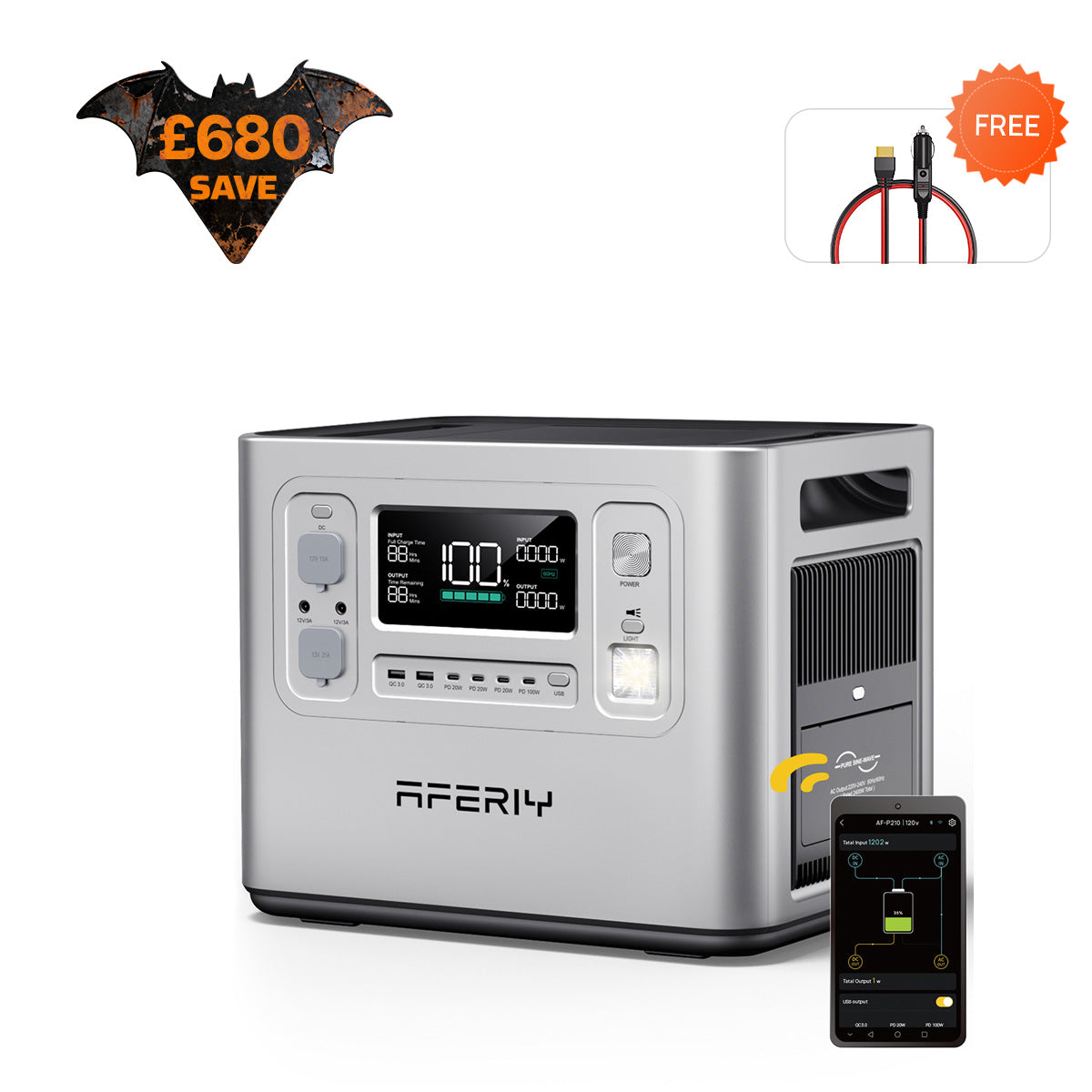 AFERIY P210 2400W 2048Wh Silver Portable Power Station