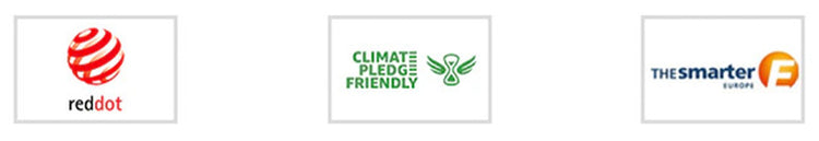Red Dot Design Award, Climate Pledge Friendly certification, energy efficiency icons