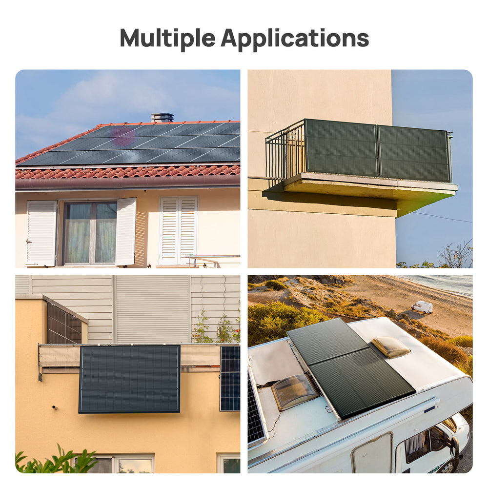 Single-glass Monocrystalline Silicon Solar Panel Used for Roofs, Balconies, and Motorhomes
